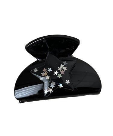 XIAHIOPT Sequins Star Claw Clip for Women Cool Girl Hair UpdoHair Styling Accessory for Thin Hair French Jaw Clip Black Star Grab