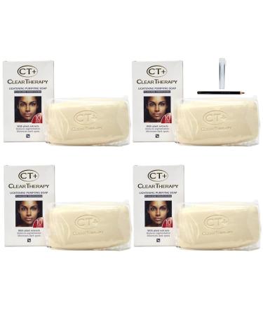 CT+ Clear Therapy Lightening Purifying Soap Flawless Complexion 4pack with (Liner101 LPS40 Pencil & Sample oil Fragrance)