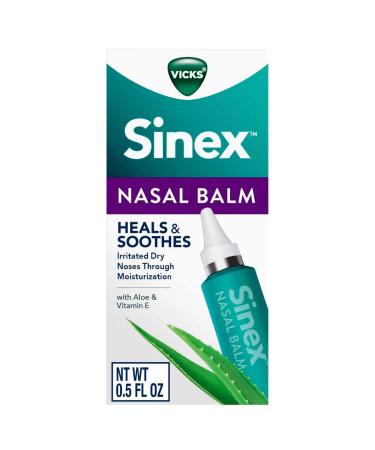Vicks Sinex Daily Moisturizing Nasal Balm with Vitamin E Hint of Aloe Soothes and Hydrates Dry Skin Around The Nose 0.5 FL OZ (Pack of 2)