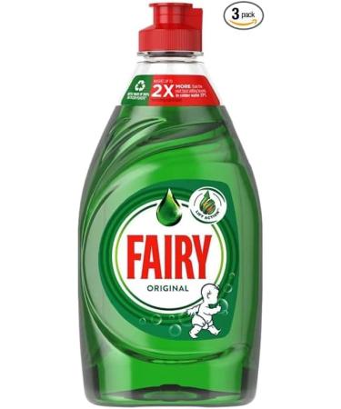 Fairy Original Washing Up Liquid Green with LiftAction | Dishes Grease Cleaner | 320ML | (Pack of 10) - Buy Online on GoSupps.com