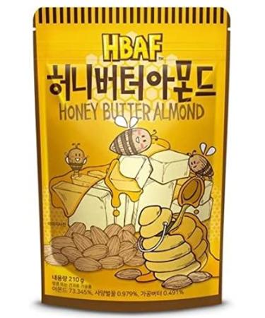 Official Gilim HBAF Korean Seasoned Almonds Snacks (Honey Butter, 1 x 210 gram pack) Honey Butter 7.4 Ounce (Pack of 1)