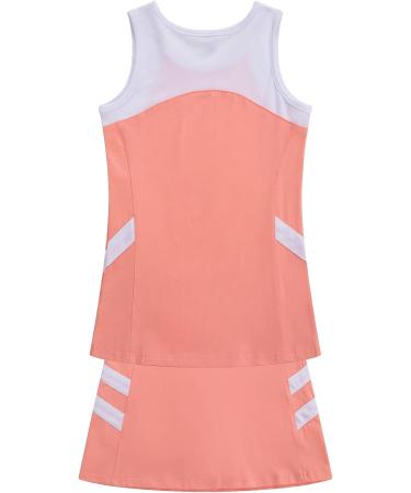 Girls Tennis Golf Dress Tank Top & Skirt Set Pink 4 with Shorts - Buy Online on GoSupps.com