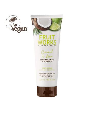 FRUIT WORKS Coconut & Lime Vegan Body Scrub - Cruelty Free Natural Extracts 225ml - International Shipping - Buy Online on GoSupps.com
