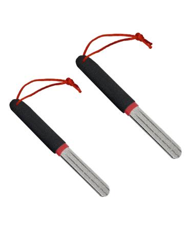 Fish hook sharpener grindstone for fishing hooks grinding grinding stone double-sided fishing hook peg portable grinding tool for fishing with handle and hanging for outdoor fishing with red with red