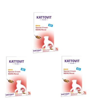Kattovit Kidney Cream with Chicken | Pack of 3 | 3 x 6 x 15 g | Food Supplement for Adult Cats | Sugar, Colouring and Preservative Free
