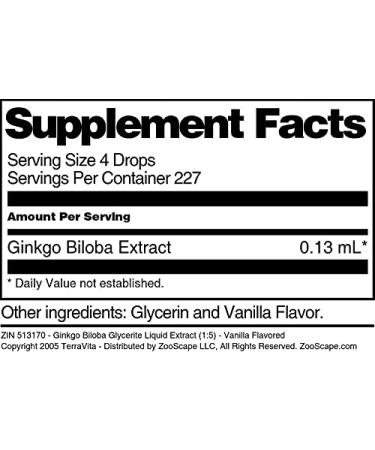 Ginkgo Biloba Glycerite Liquid Extract (1:5) - Vanilla Flavored (1 oz ZIN: 513170) - 3 Pack - Buy Online on GoSupps.com