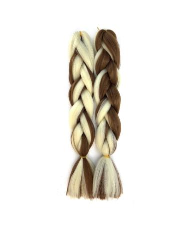 Traziewell Crochet Hair Extensions Pre Stretched Braids Ombre Hair Extension High Temperature Fiber Hair for Braiding Brown Blonde 1514 FH001514 L