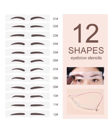 Eyebrow Powder Stencil Concealer Kit - Long Lasting Waterproof Definer with 12 Reusable Stencils - Perfect Dark Brown Brow Makeup - Buy Online on GoSupps.com