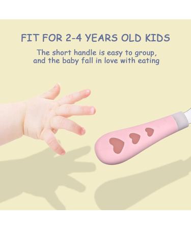 Vicloon Baby Fork and Spoon Set - Stainless Steel Cutlery for Children | Short Handle Training Tableware | Ergonomic Design for Self-Feeding | Transparent Love Design - Buy Online on GoSupps.com