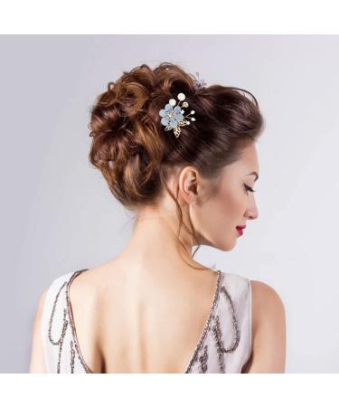 inSowni 20 Pack Classy Dusty Blue Flower Bridal Wedding Hair Side Combs and Hair Accessories - Perfect for Brides, Bridesmaids, and Prom - Light Blue Theme - Buy Online on GoSupps.com