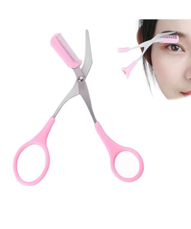 Eyebrow Scissors with Comb Small Pink Eyebrow Trimmer Scissors Professional Stainless Steel Precision Eyebrow Scissors Trimmer Tool with Comb Eyebrow Grooming Beauty Tool for Men Women