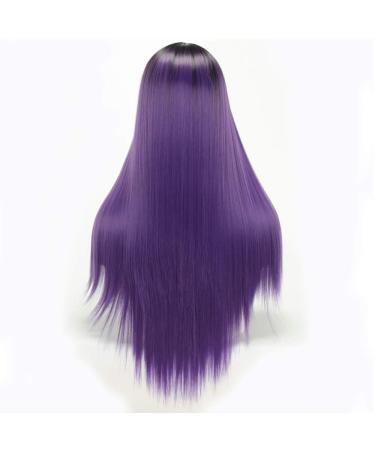 SHIYID Long Straight Synthetic Wig - Black Purple Green Styles for Black Women | Chemical Fiber Wigs - Buy Online on GoSupps.com