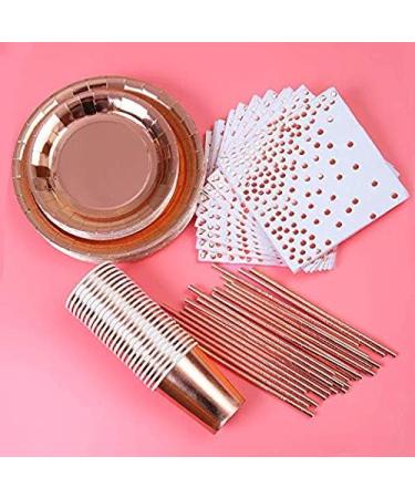 89 Pieces Rose Gold Party Supplies Party Tableware Foil Paper Plates Napkins Cups Straws for Weddings Anniversary Birthday for 16 Guests - Buy Online on GoSupps.com