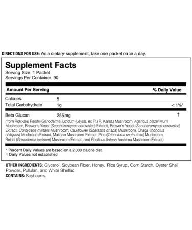 Umeken Beta Glucan - Immune Boost Mushroom Extract Dietary Supplement (90 Packets) - 3 Month Supply, 4.8 oz - 90 Count - Buy Online on GoSupps.com