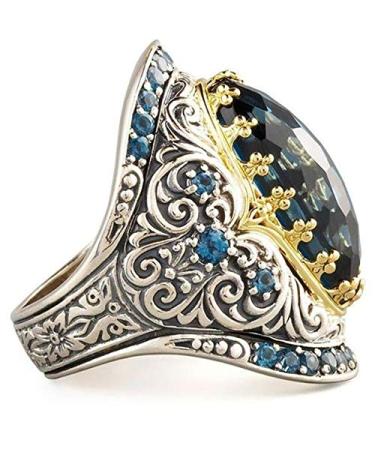 925 Sterling Silver Gemstone Engagement Wedding Rings Women's Topaz Rings 18k Gold Plated Party Engagement Rings (8)