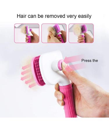 Dual Purpose Self Cleaning Slicker Brush for Dogs and Cats - Removes Shedding Mats, Tangles, and Dirt - Improves Circulation - Pink - Buy Online on GoSupps.com