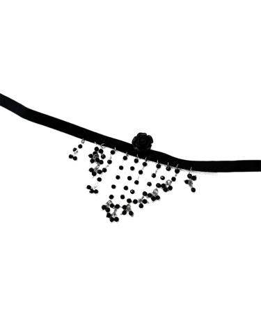 OralGos Retro Acrylic Necklace with Flowing Black Crystals Fashion Chain Embellishment Elegant Fringe Necklace Acrylic