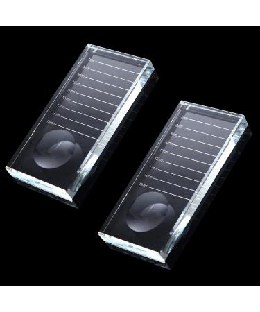 2-in-1 eyelash extension crystal palette glass false eyelash stand stand tray streaks tile holder for lashes glue nail art painting color toning glass board (2 pieces) - Buy Online on GoSupps.com