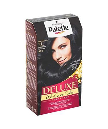 Palette Deluxe Color Creme Hair Oil- Care Color Permanent Hair Dye 909 Blue Black