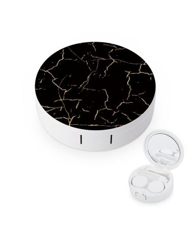 Bagea-Ka Black Marble Pattern Contact Lens Case Box Eye Care Kit Holder Mirror Box with Tweezers Remover Tool Solution Bottle for Outdoor Travel & Home