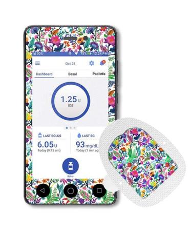 Diasticker | Omnipod Dash Sticker/Decal with Podsticker - Happy Flowers
