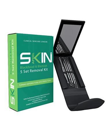 Skinapeel Premium Blackhead & Blemish Remover Kit - 5 Dermatologist-Approved Stainless Steel Tools for Acne Treatment - Travel Case with Mirror - Cure Pimples & Facial Impurities - Buy Online on GoSupps.com