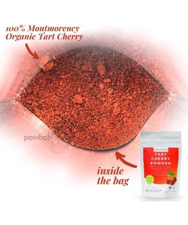 powbab Tart Cherry Powder - 100% USA Grown Montmorency Organic Tart Cherry Bits with Organic Melatonin (3.4 oz) - Buy Online on GoSupps.com