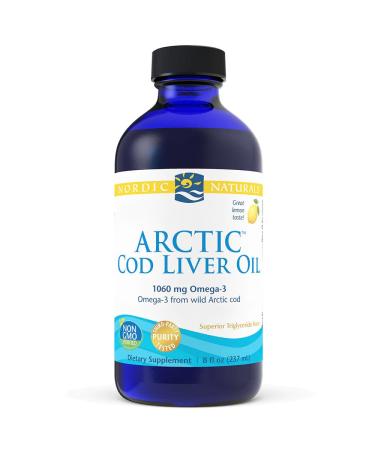 Nordic Naturals Arctic Cod Liver Oil 1060mg Omega-3 from Lebertran with EPA and DHA lemon taste 237ml laboratory test soybreis gluten-free without genetic engineering
