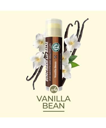 Earth's Daughter SPF 15 Lip Balm 4-Pack - Vanilla Bean Flavor with Organic Ingredients and Vitamin E - Paraben and Gluten Free - Buy Online on GoSupps.com