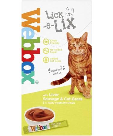 Lick-e-Lix Cat Food Yoghurt Kitten Friendly Wet Soft Creamy Treats - Liver Sausage & Cat Grass - Salmon & Chicken Flavour - Box of 3 - Buy Online on GoSupps.com