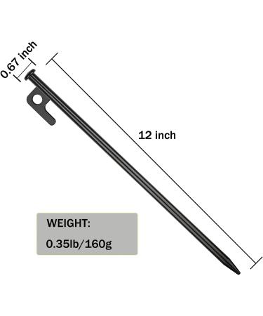RIY Heavy Duty 12-inch Steel Tent Stakes - Unbreakable Camping Pegs, 8pc Black - Buy Online on GoSupps.com