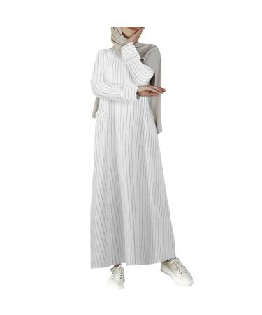 Modsgue Reisbademante Light women Muslim Kaftan Bronzing Traditional costume Vintage hijab abaya Festive outfit Muslim robe suit full length prayer clothing 4xl white