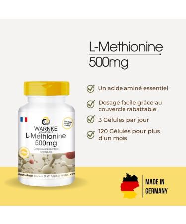 L-Methionine 500 mg - 120 capsules - Vegetarian - essential proteinogens | Warnke Vitalstoffe - Quality from German pharmacies - Buy Online on GoSupps.com