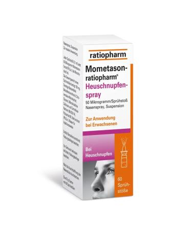 Mometason-ratiopharm hay fever spray 50 micrograms/spray nasal spray suspension: for the treatment of symptoms of a seasonal allergic rhinitis 60 habe 10 g (1 Pack)