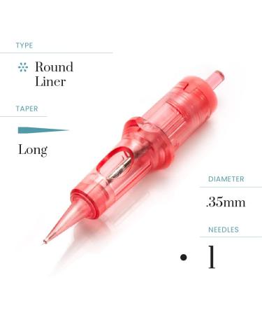 Kwadron Optima 1 Round Liner 0.35mm Long Taper Cartridge - Box of 20 | Permanent Makeup Supplies - Buy Online on GoSupps.com