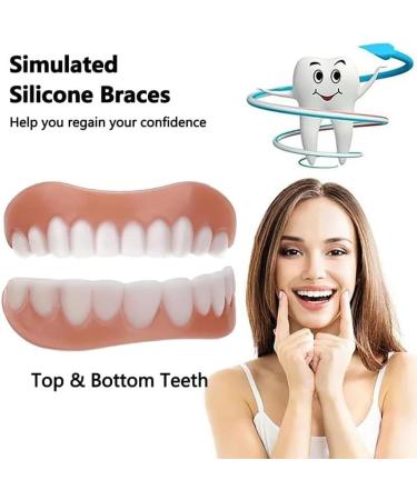 Brigtviee 2 Pairs of Dentures Cosmetic Veneers Temporary Whitening Click Veneers for Women and Men Adjustable Top and Bottom Veneers for a Confident Smile - Buy Online on GoSupps.com