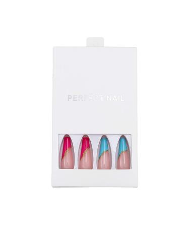 Brishow Long Ballerina False Nails - 24 Colored Acrylic Press-On Full Cover Stick-On Nails for Women & Girls - Buy Online on GoSupps.com