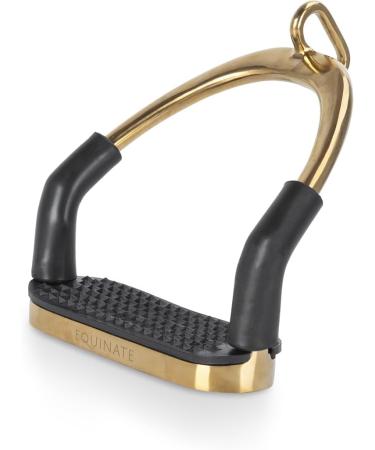 Equinate Safety Bar Charles 12cm Gold | Anti-Slip Rubber Tread Stirrup for Adults & Children | Ankle Relief - 2 Pieces - Buy Online on GoSupps.com