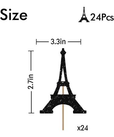 Eiffel Tower Cupcake Toppers Wedding Party Decor Bridal Shower Dessert Cupcake Toppers Paris Themed Birthday Party Decoration - Black Glitter - Buy Online on GoSupps.com