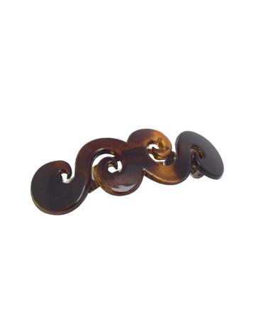 Parcelona French Swirl Medium Tortoise Shell Celluloid Hair Clip Barrette - 3 Inches