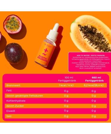 Exotic Passion Sugar-Free Beverage Concentrate | Add to Water Clear Flavor - Papaya & Passion Fruit | 1:330 Dosage - International Shipping Available - Buy Online on GoSupps.com