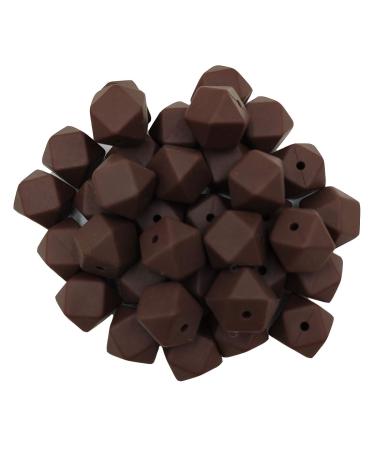 50pcs Coffee Color 14mm Silicone Hexagon Pearl Beads Silicone Geometry Spacer Beads for DIY Beading Mom Jewelry Necklace Making