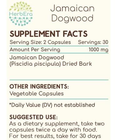 Buy Jamaican Dogwood 60 Capsules - 500 mg Wildcrafted Dried Bark - Enhance Sleep & Relaxation - International Shipping Available - Buy Online on GoSupps.com