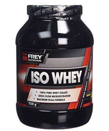 Frey Nutrition ISO Whey (vanilla 750 g) contributes to muscle gain and muscle maintenance sodium arm lactose and sugar-free over 25% BCAA content made in Germany