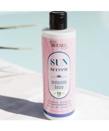 BIOCARE SHOP srl SUN SCREEN Protection Low Uva 10 SPF Low protection sun cream suitable for dark skin Makes the tan a sign of health and wellbeing 250 ml Biocare Made in Italy - Buy Online on GoSupps.com