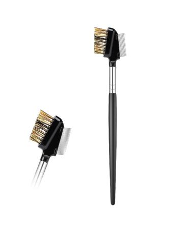 Dual Eyebrow Brush Metal Eyelash Comb Separator Brow Brushes Spoolies for Eyebrows Eyelash Brushes Stainless Steel Lash Separator Comb Mascara Comb Eyebrow Comb 2 In1 Eyebrow Brush and Comb for Women
