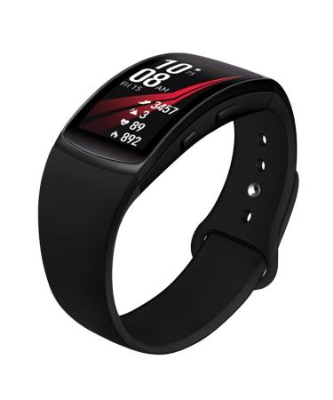 Compatible with Gear Fit 2 Band/Gear Fit 2 Pro Bands, NAHAI Soft Silicone Replacement Bands Wristband for Samsung Gear Fit 2 and Fit 2 Pro Smartwatch, Large, Black Black L: 6.8''-8.7''