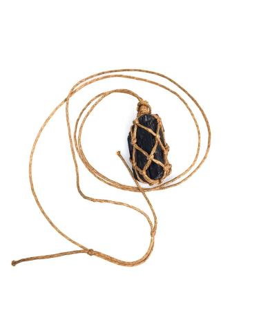 1Pc Natural Black Tourmaline Braided Rope Pendant Irregular Rough Stone Crystals Amulet Luckly Accessories ERTEYIN