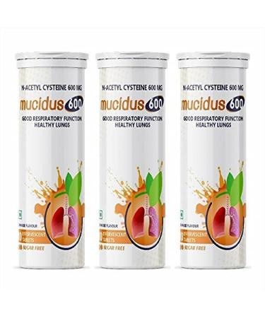 Roti - N-Acetylcysteine 600 mg Effervescent Tablets - Antioxidant for Lung Health Liver Detox Skincare | Sugar Free| for Men & Women | Orange Flavour (10 Tabs Each) (3 Tubes of Pack)
