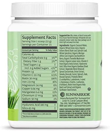 Sunwarrior Beauty Greens Collagen Booster Unflavored - 10.6 oz (300 g) | Vegan Superfood for Radiant Skin - Buy Online on GoSupps.com